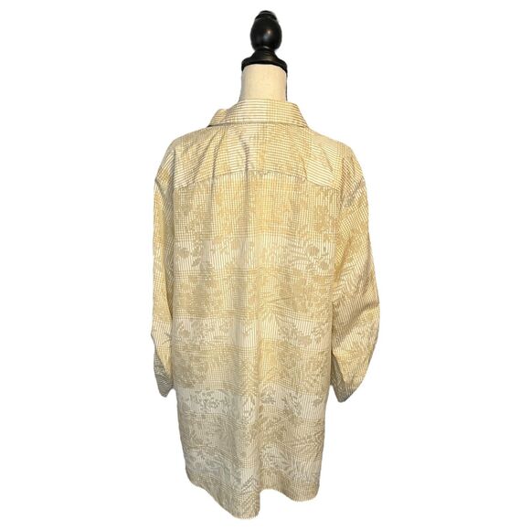 Westbound Woman Wrinkle Free Blouse 2X Yellow Cream Sheer Floral Print - Picture 4 of 6